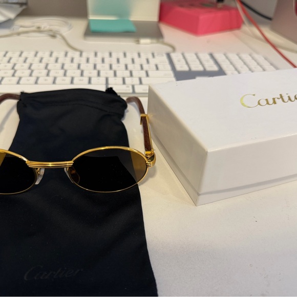 Cartier Gold Frame Sunglasses with Brown Lenses - Picture 6 of 8
